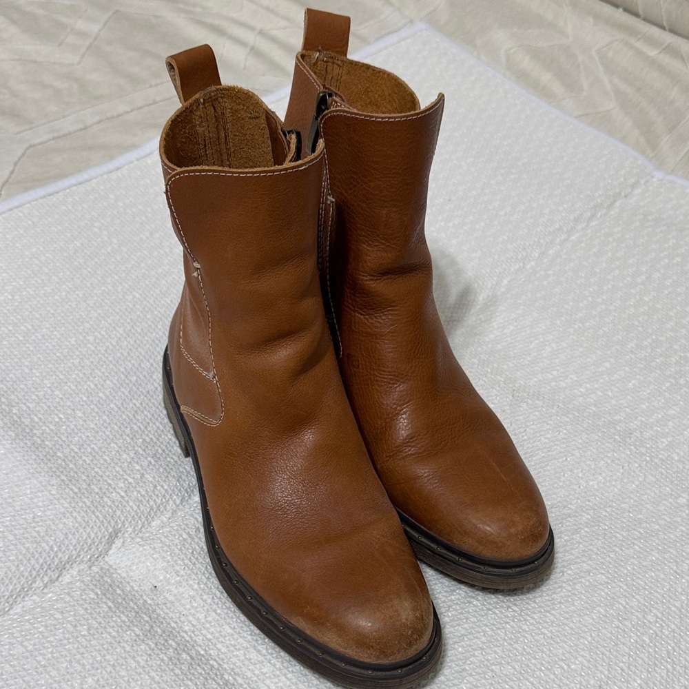 Franco Sarto Cognac Leather Ankle Boots